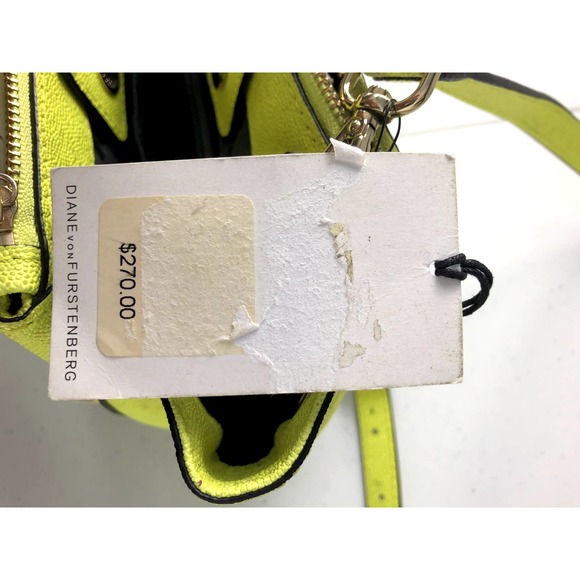 DIANE VON FURSTENBERG Voyage Itsy Double Zip Caviar Mini Satchel in Chartreuse - Picture 10 of 13